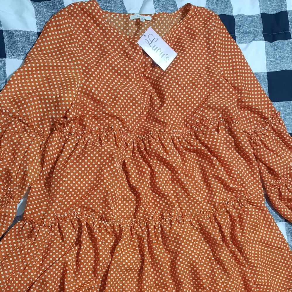Orange and White Polkadot Dress